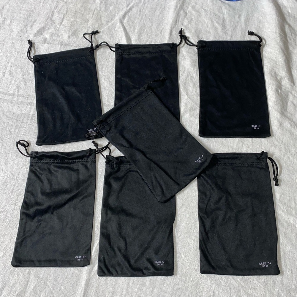7A*  double drawstring dust storage bags solid black fits glass case lot of 7